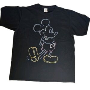 ​Disney Licensed Port & Company Black Neon Mickey Mouse T-Shirt Size XL
